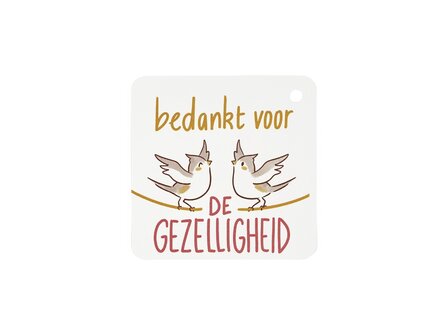 Pindaketting rijgen - bedankt voor de gezelligheid - kindertraktatie - label voorkant