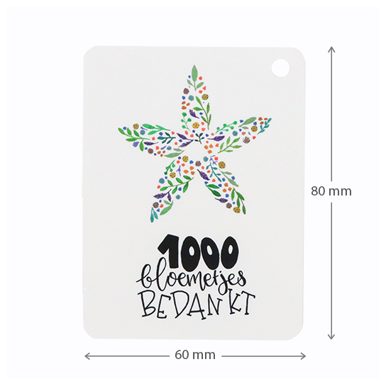 Maatgeving - label - 60x80 - 1000 bloemetjes bedankt