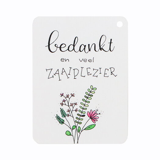 Label - Bedankt en veel zaaiplezier | 60 x 80 mm | Voorkant