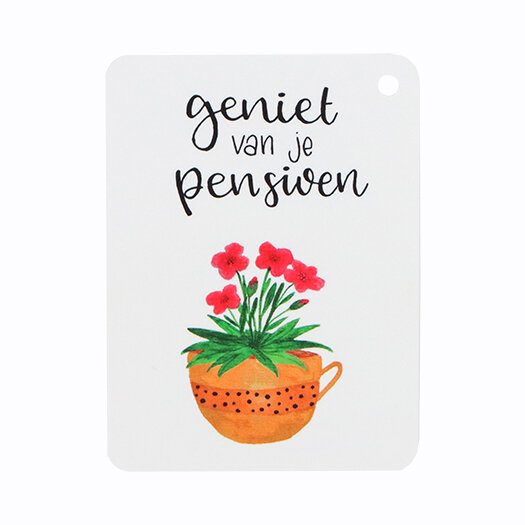 Label - Geniet van je pensioen | 60 x 80 mm | Voorkant