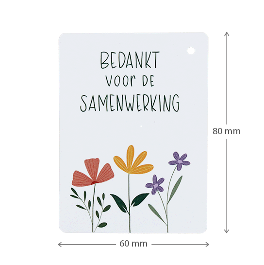 Label - Bedankt voor de samenwerking | 60 x 80 mm | Maatgeving