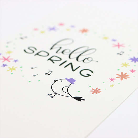 Sfeerfoto ansichtkaart 100 x 148 mm met de tekst &lsquo;Hello spring&rsquo;