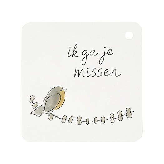 ik ga je missen - kindertraktatie - label voorkant