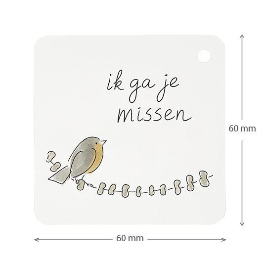 ik ga je missen - kindertraktatie - label maatgeving