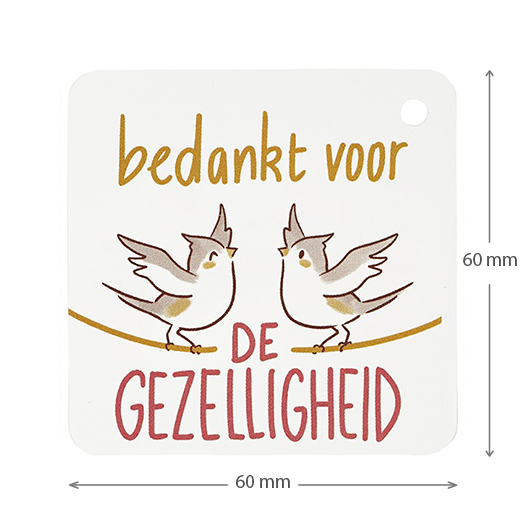 Bedankt voor de gezelligheid - kindertraktatie - label maatgeving