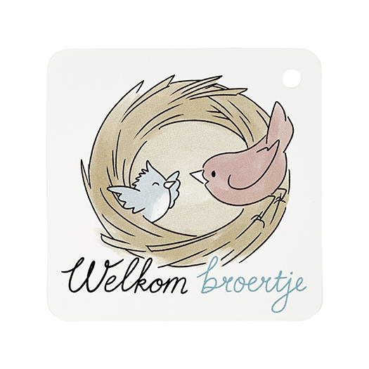 Welkom broertje - kindertraktatie - label voorkant