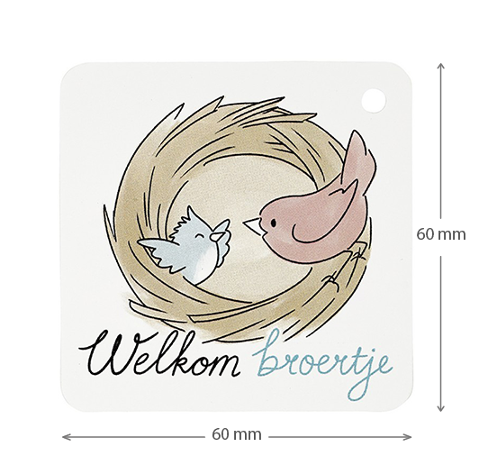 Welkom broertje - kindertraktatie - label maatgeving