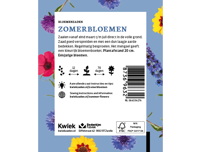 Zomerbloemen zaden -  Kwiek Uitdeel zakjes