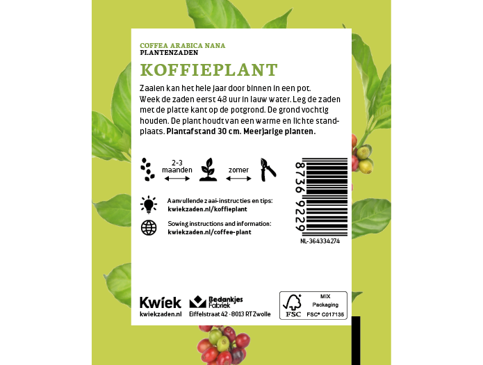 Koffieplant zaden -  Kwiek Uitdeel zakjes