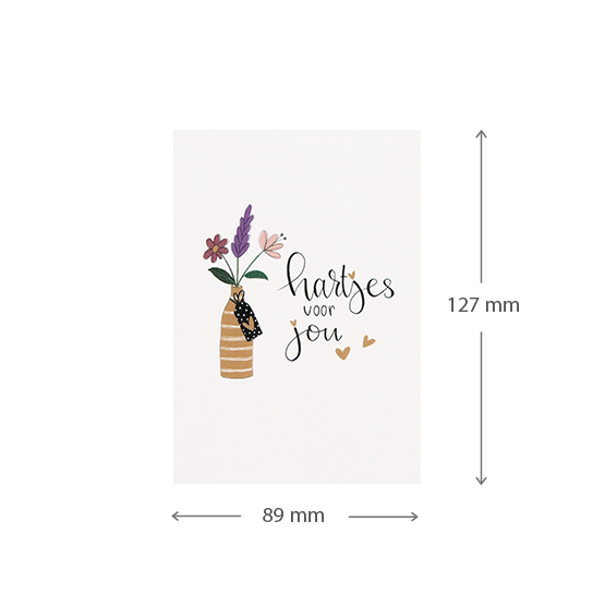 Hartjes voor jou | 89 x 127 mm | Maatgeving