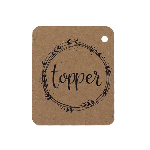 Kraftlabel 50 x 60 mm met boorgat met de tekst &#039;Topper&#039;