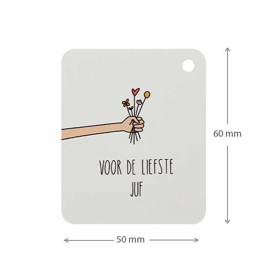 Label - Voor de liefste juf | 50 x 60 mm