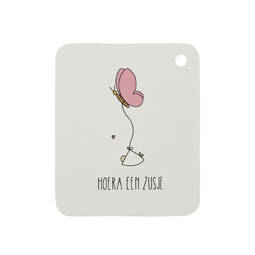 Label - Hoera een zusje | 50 x 60 mm