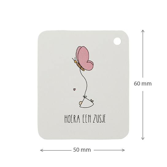 Label - Hoera een zusje | 50 x 60 mm