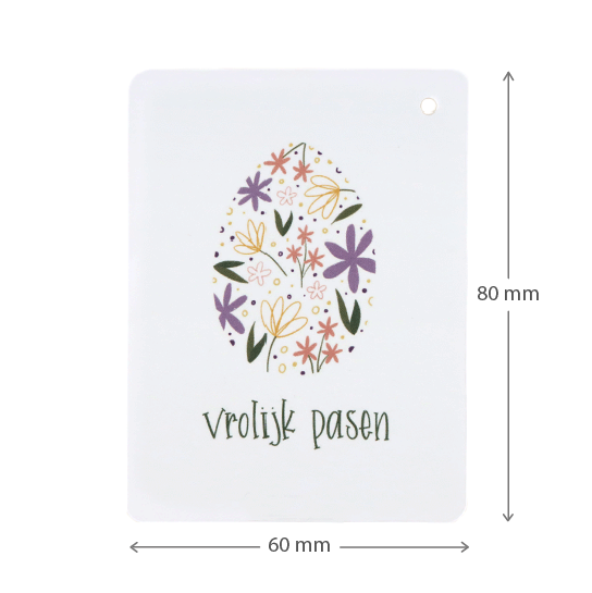 Label - Vrolijk Pasen | 60 x 80 mm | Maatgeving