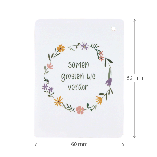 Label - Samen groeien we verder | 60 x 80 mm | Maatgeving