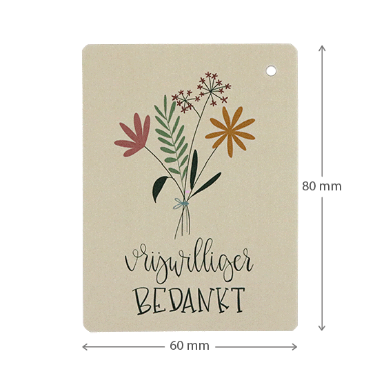 Label - Vrijwilliger bedankt | 60 x 80 mm | Maatgeving